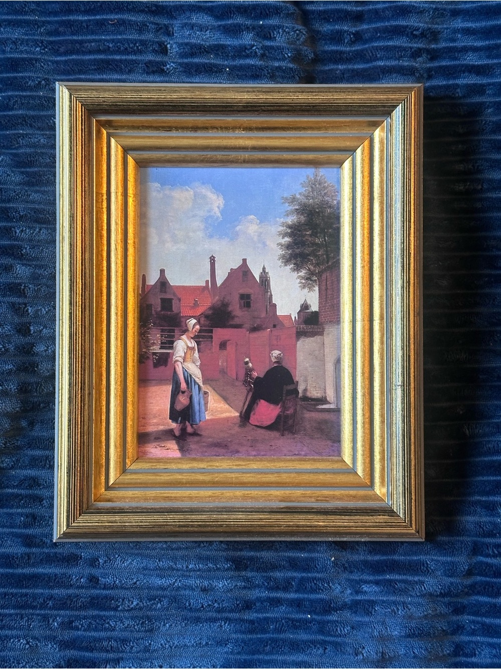 Gold Framed Vintage-Style Village Scene Wall Art - Gold